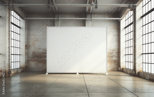 blank roll up banner display stands loft interior. Roll up blank white banner