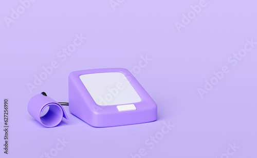 3d sphygmomanometer isolated on purple background. 3d render illustration