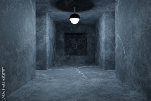 Empty background scene. Texture dark concentrate floor with mist or fog. 3D rendering 