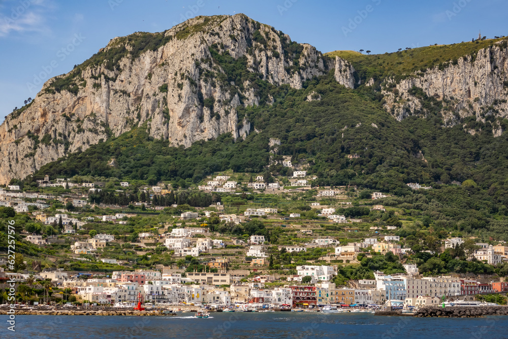 Approaching Marina Grande on the Island of Capri in the Tyrrhenian Sea off the Sorrento Peninsula, Italy