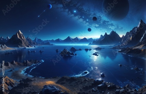 Alien Landscape With Navy Blue Theme