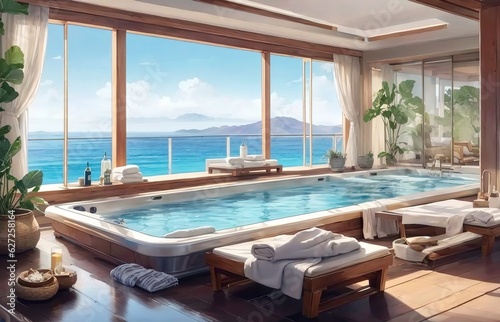 Spa Equipment With Beautiful Sea View 