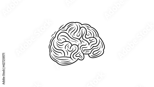 Illustration of a brain in black lines.