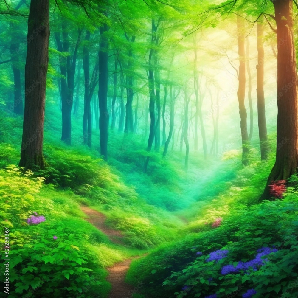 Obraz premium beautiful deep forest view background