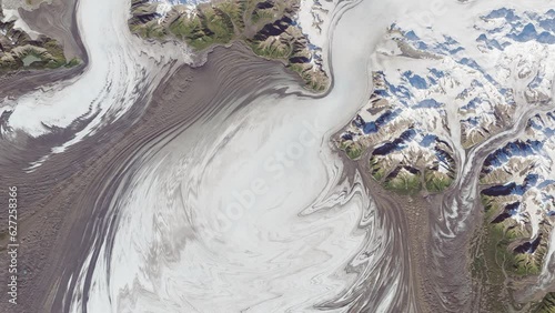 Satellite view of Malaspina Glacier, Alaska. Elements of this video furnished by NASA. photo