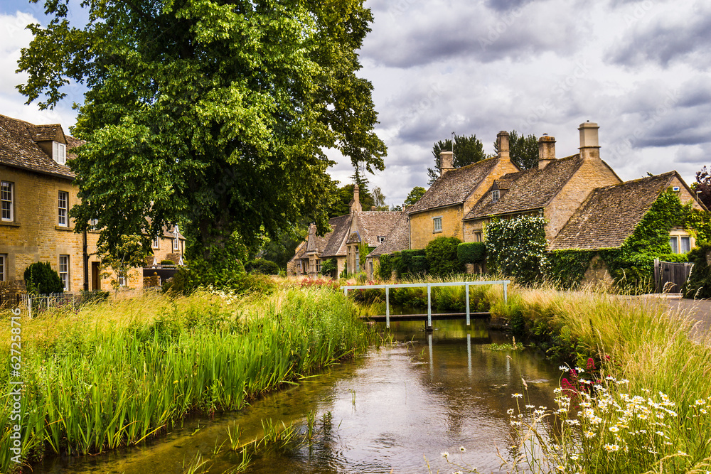Lower Slaughter, channel The Costwolds, England Lower Slaughter, channel The Costwolds, England