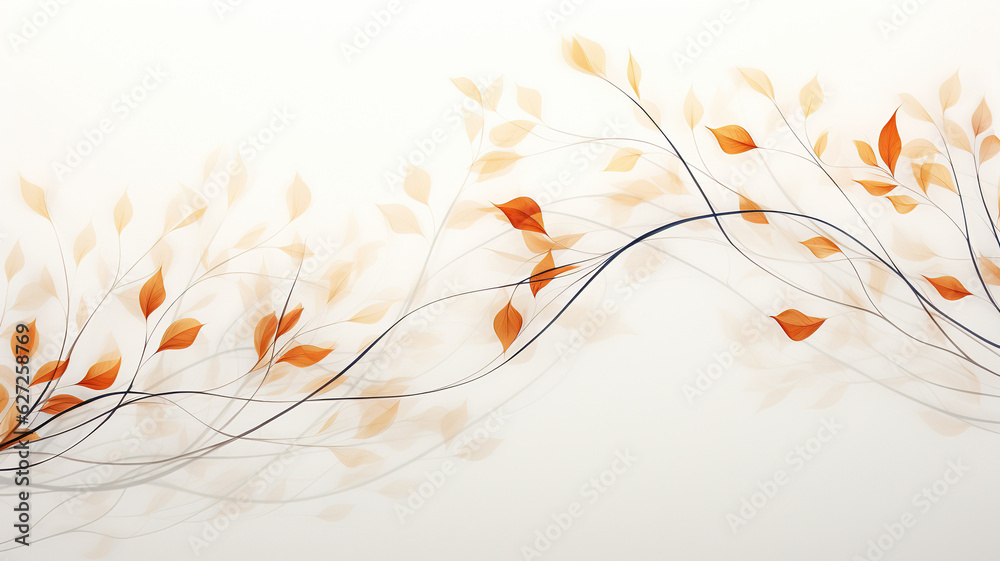 Featuring delicate silhouettes of leaves and branches against a backdrop of warm colored.