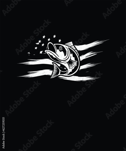 Usa Vintage Flag Fishing t-shirt design graphic 