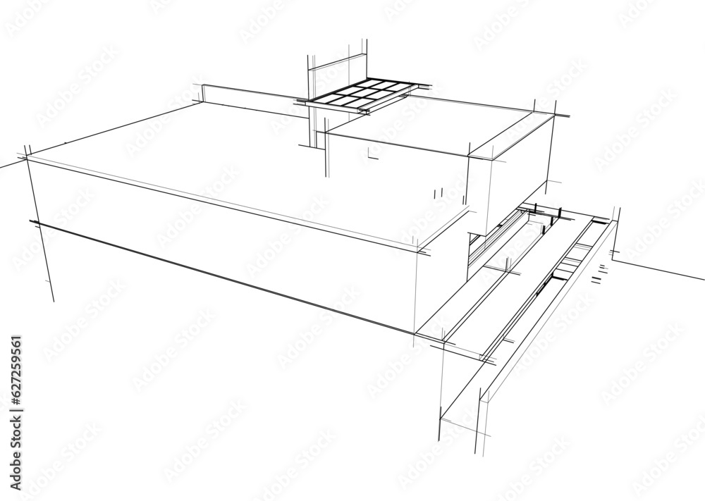house building sketch architecture 3d illustration house building sketch architecture 3d illustration