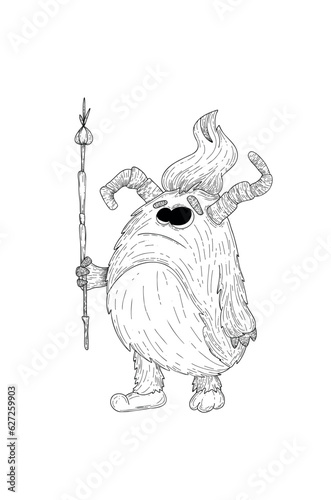 Funny cute monster, aliens or fantastic animals for children's coloring pages or t-shirts. Hand drawn vector illustration.