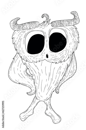 Funny cute monster, aliens or fantastic animals for children's coloring pages or t-shirts. Hand drawn vector illustration.