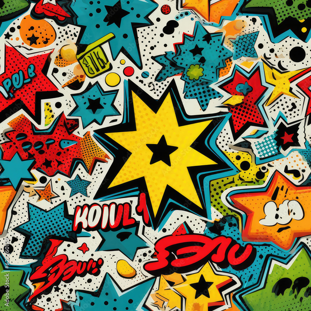 Comics pop art repeat pattern, pop culture