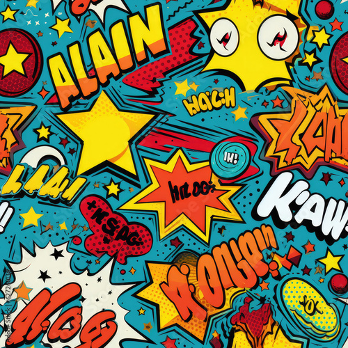 Comics pop art repeat pattern, pop culture