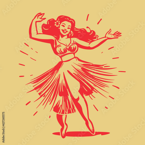 retro cartoon illustration of a dancing hula girl © shockfactor.de