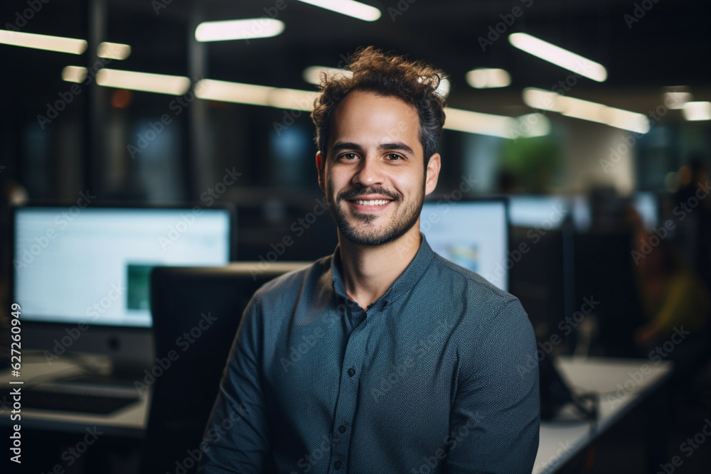Confident young man in a modern office. AI generated Confident young man in a modern office. AI generated