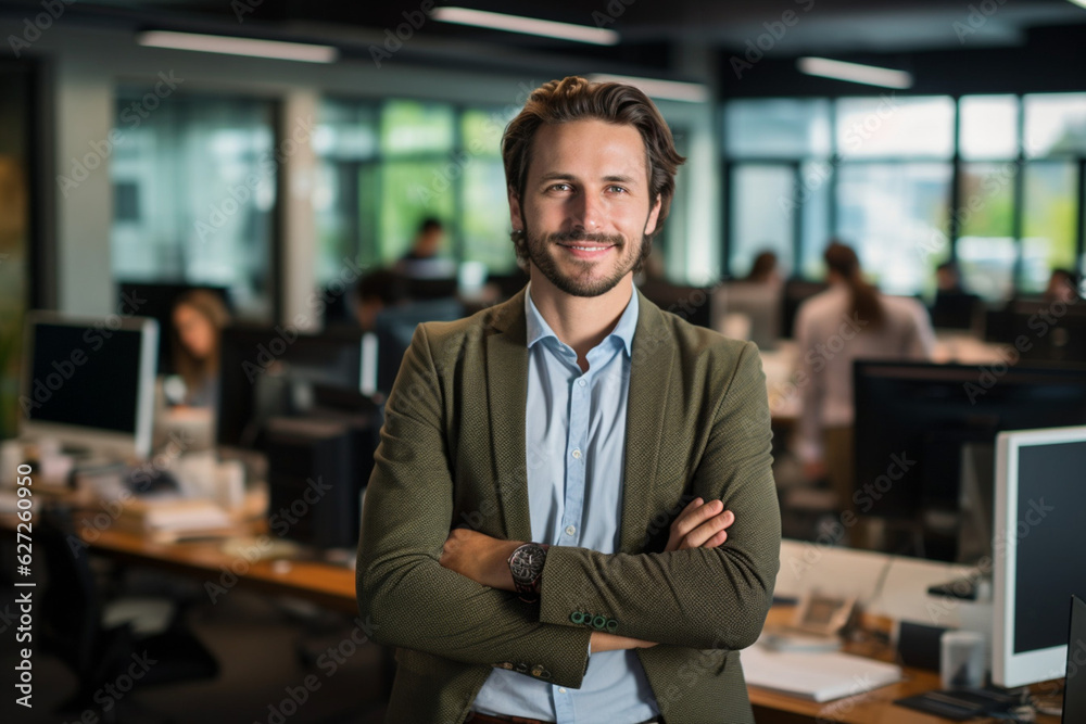 Confident young man in a modern office. AI generated Confident young man in a modern office. AI generated