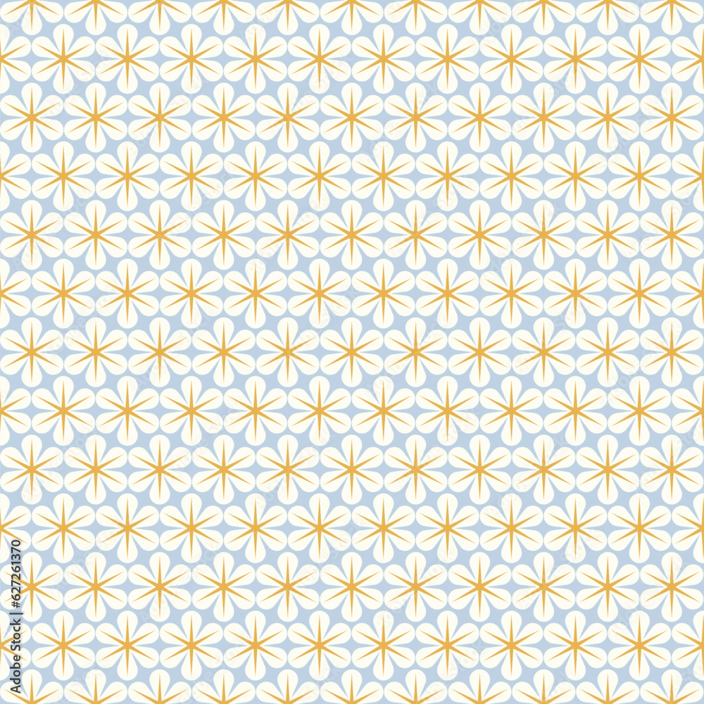 Vector seamless pattern with simple geometric flowers.