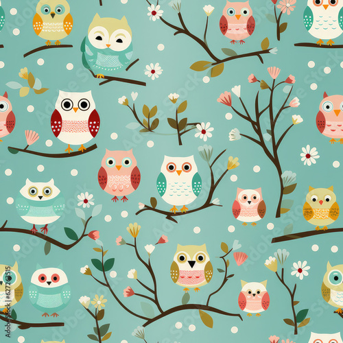 Cute owl simple childish repeat pattern