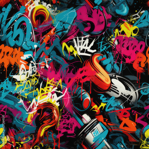 Graffiti funky doodles repeat pattern