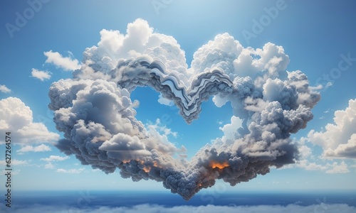 Hearth Made Of Cloud Sky Blue Background © SyabilaSyifa