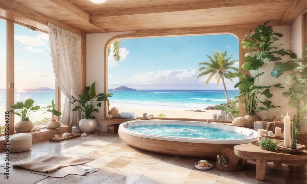 Spa With Beach View Blue Cloud Sky Spa With Beach View Blue Cloud Sky