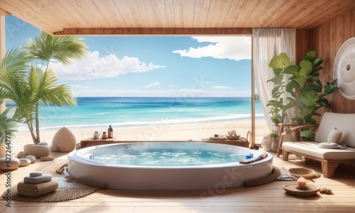 Spa With Beach View Blue Cloud Sky