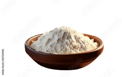 Transparent Background Flour in a Wooden Bowl PNG Generative Ai
