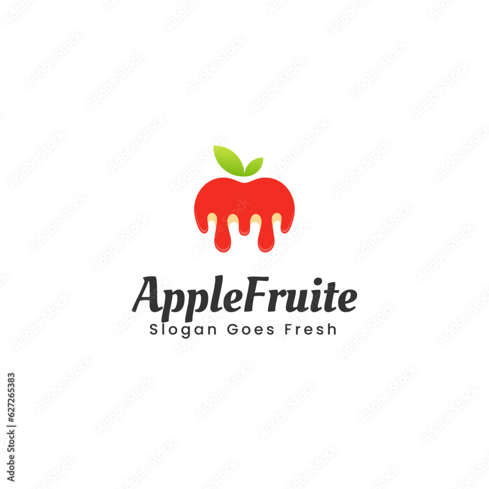 Vector Logo Illustration Fruit Apple Gradient Colorful Style.