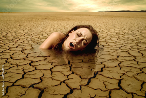 A woman drowning - Generative AI