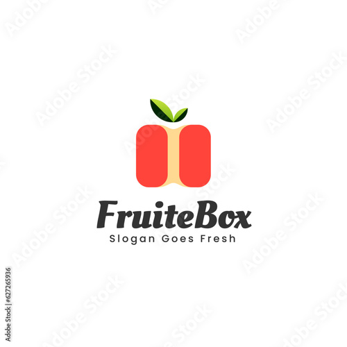 Vector Logo Illustration Apple Box Gradient Colorful Style.