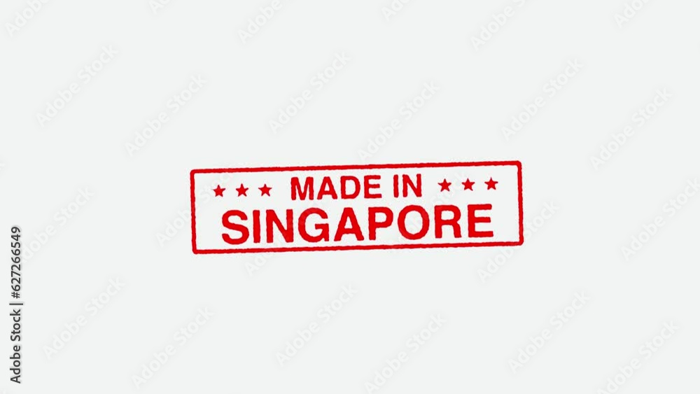 Close Up Real Hand Stamping Made in Singapore Stamp on White Background Close Up Real Hand Stamping Made in Singapore Stamp on White Background