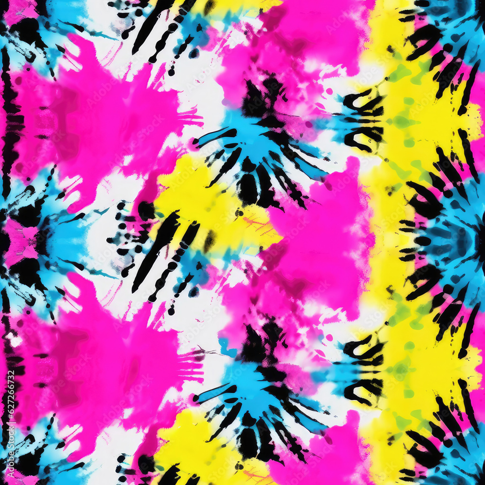 Tie Dye cmyk colorful repeat pattern