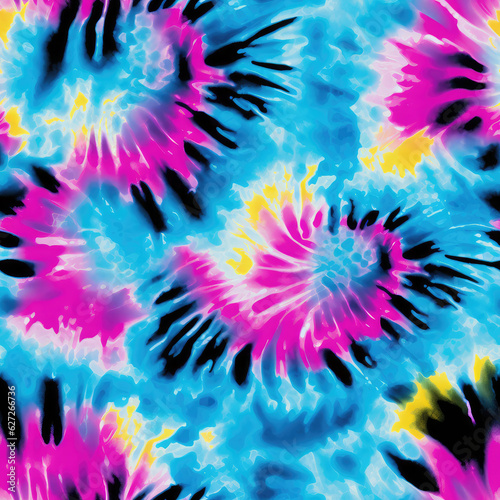 Tie Dye cmyk colorful repeat pattern © Roman