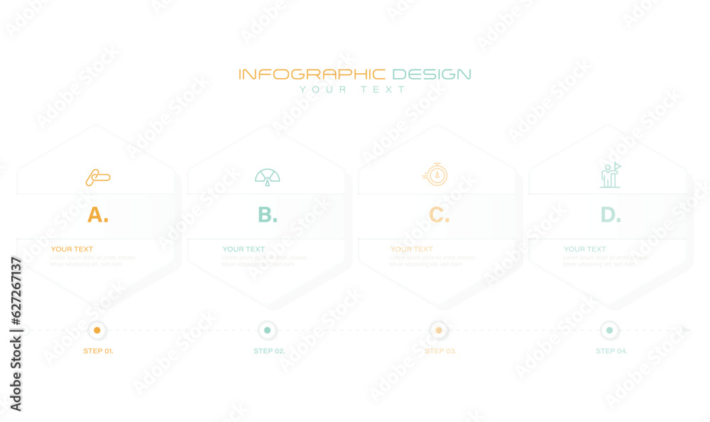 Vector Infographic design business template with icons and 4 options or steps. Can be used for process diagram, presentations, workflow layout, banner, flow chart, info graph stock. 