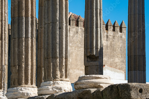 Evora, Portugal - The stunning Portuguese village of Evora during summer - Exploring the roman ruins of the Old Town photo