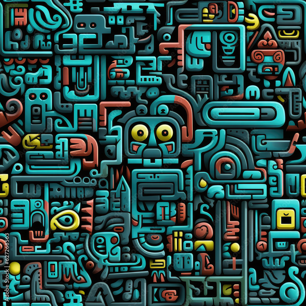 Ancient culture fantasy cartoon repeat pattern Ancient culture fantasy cartoon repeat pattern