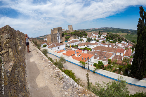 Obidos, Portugal - Visiting the beautiful fortified Portuguese village of Obidos during summer