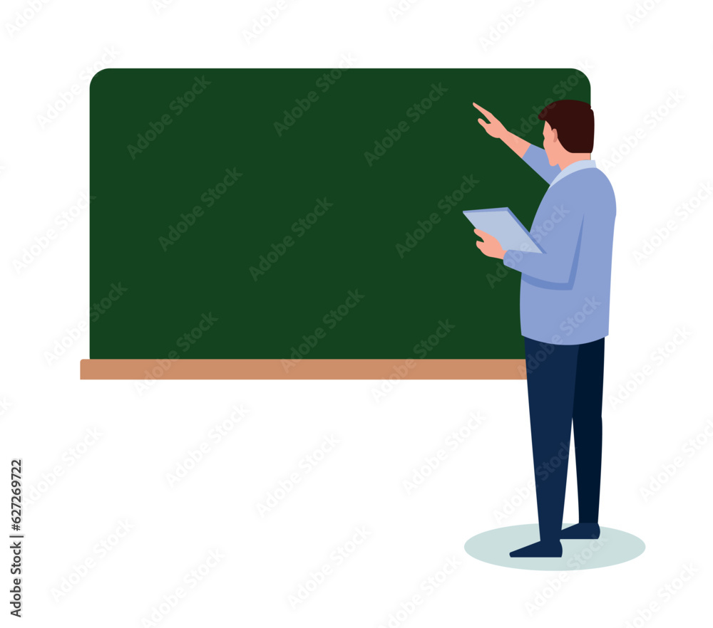 teacher in front of blackboard in classroom teacher in front of blackboard in classroom