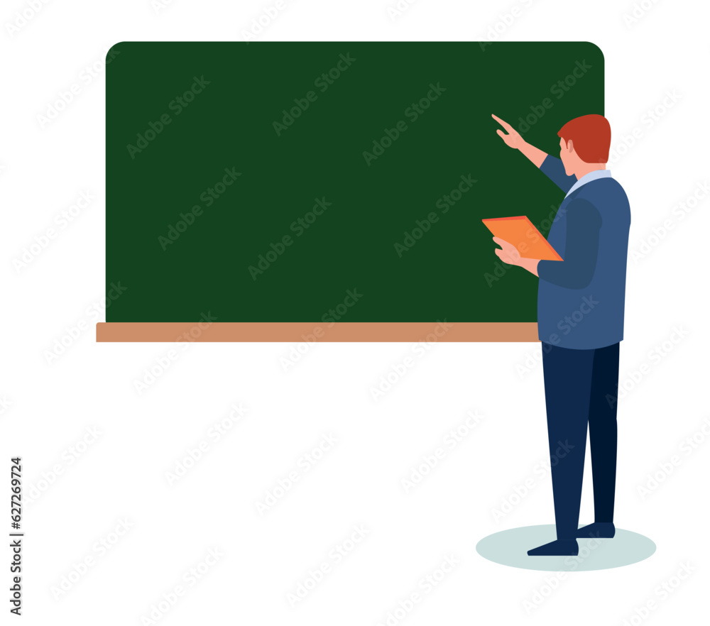 teacher in front of blackboard in classroom teacher in front of blackboard in classroom