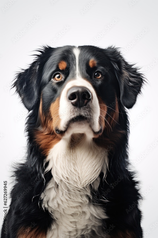 portrait of brown white and black medium mixed breed dog