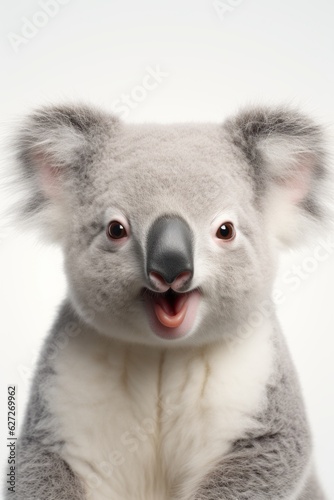 A cute koala on white background. space for text