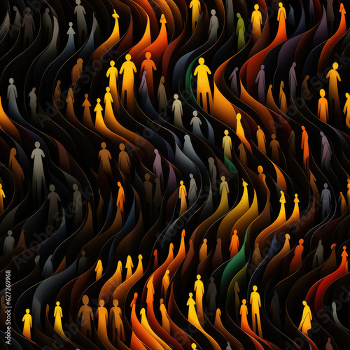 People business diverse ethnic cartoon collage abstract repeat pattern