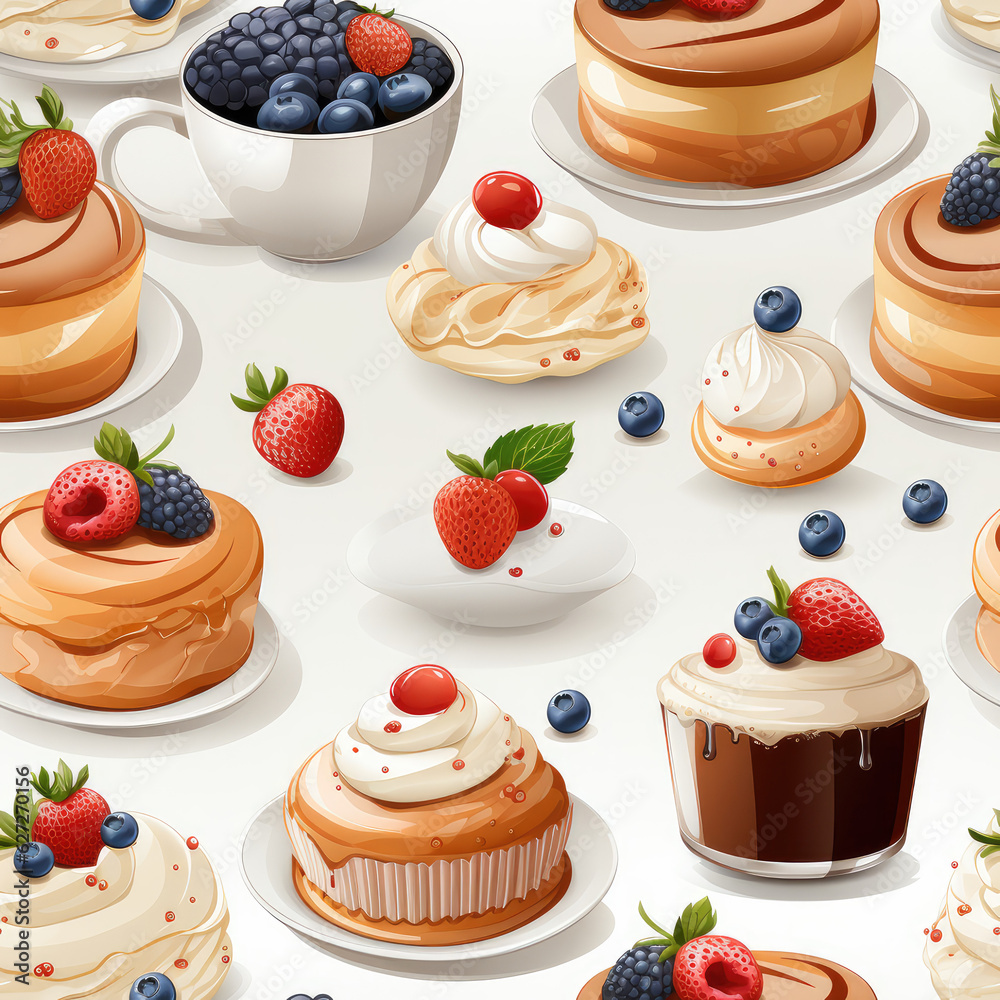 Pastries seamless repeat pattern cute cartoon
Pastries seamless repeat pattern cute cartoon