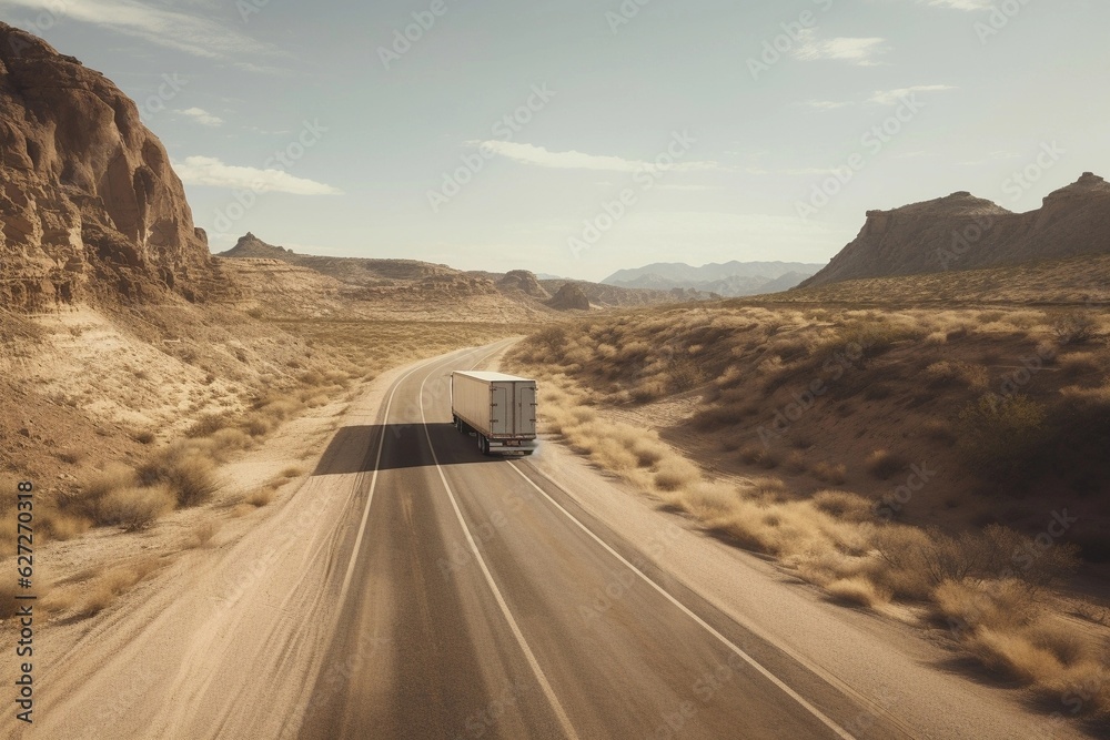 truck on the highway, mountains, us, canada, majestic, back view truck on the highway, mountains, us, canada, majestic, back view