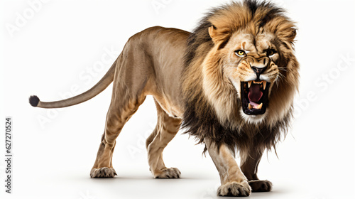 Furious lion isolated on white background