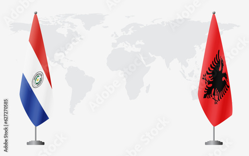 Paraguay and Albania flags for official meeting