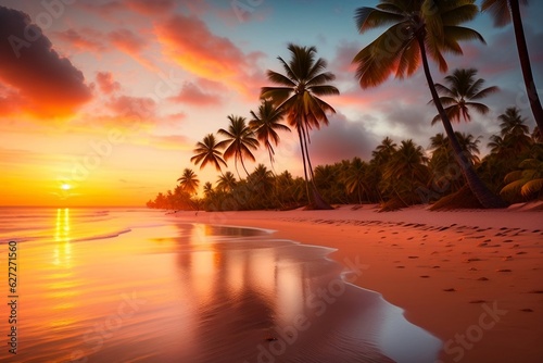 sunset on the beach © design