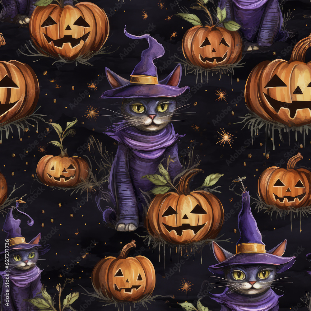 Halloween pumpkins cute repeat pattern Halloween pumpkins cute repeat pattern