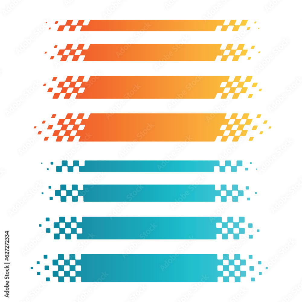 Fotografie Abstract horizontal race track checkered flag stickers set