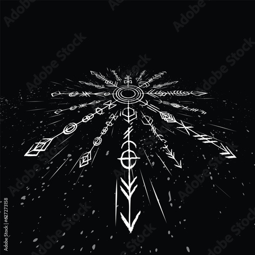 Abstract runic isometric white symbol